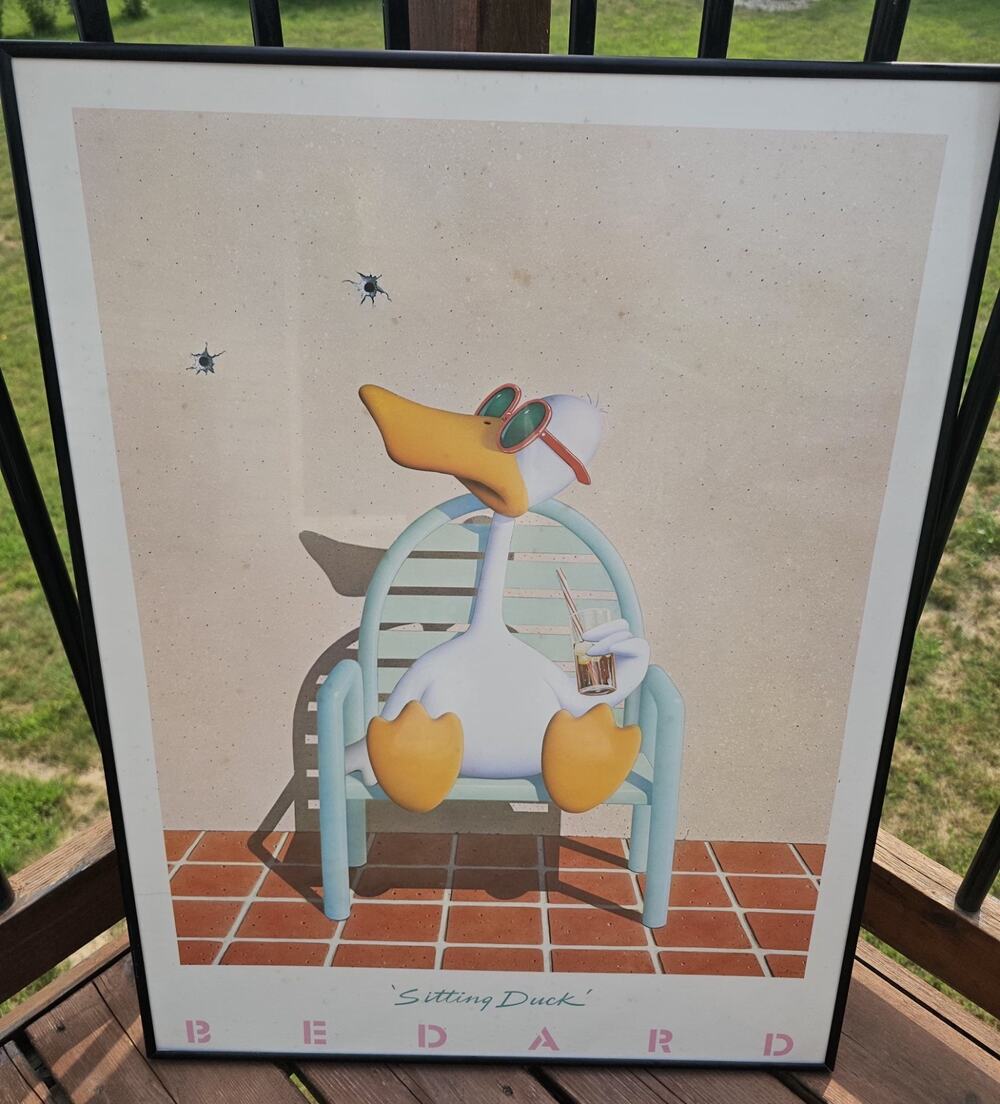 Vintage Michael Bedard 'Sitting Duck' Art Print Professionally Framed 30.25Tx23W